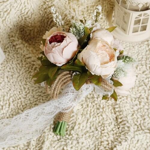 Free Shipping 2pcs/pack Classic Wedding Decorative Flower Artificial Peony Bride Bouquet Shooting Props Simulate Holding Flower