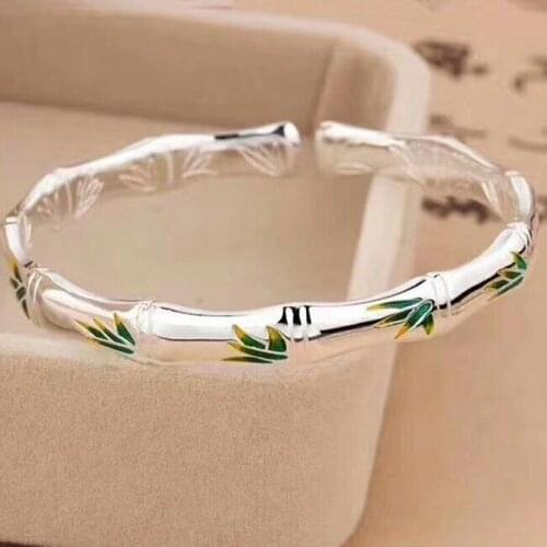 BOCAI 2021 Trend Real S999 Silver Jewellery Tall Slub Opening Woman Bracelet Simple Valentines Day Gift