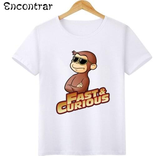 Kids Curious George Cartoon T-shirts Baby Boys/Girls Cute Monkey Funny T shirt Children Summer Short Sleeve Tops,HKP3067