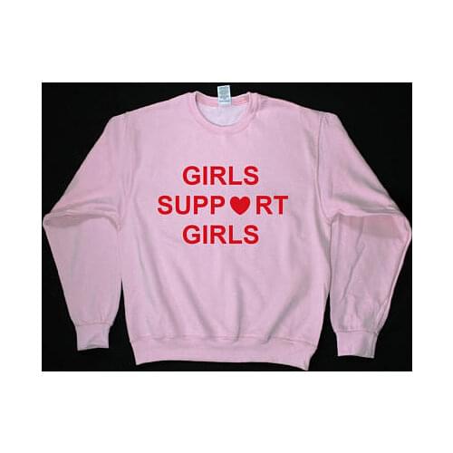 Girls Support Girls Pink Unisex Sweatshirt Girl power sweatshirt pink casual tops feminist pullover Jumper