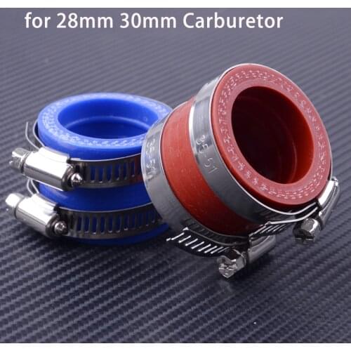DWCX 28mm 30mm Blue/Red Rubber Carb Inlet Intake Pipe Manifold Adapter Boot Sleeve Interface for Motorcycle Carburetor