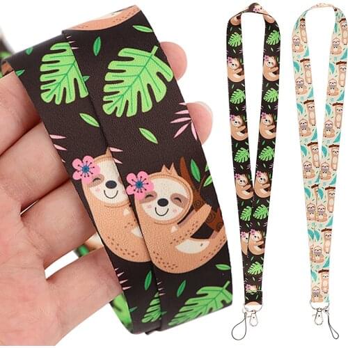 DZ2207 Cute sloth Lanyard For Keychain ID Card Cover Pass student Mobile Phone USB Badge Holder Key Ring Neck Straps Accessories