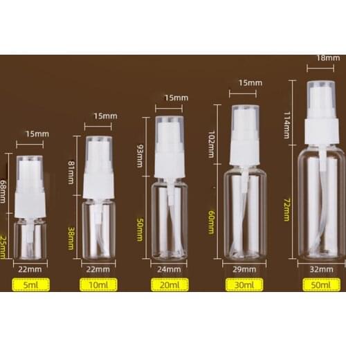 Hot Transparent Empty Spray Bottles 5ml/10ml/20ml/30ml/50ml Plastic Mini Refillable Container Empty Cosmetic Containers