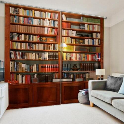 Custom brown bookself curtains 3D Window Curtains For Living Room Bedroom Customized size Decoration curtains