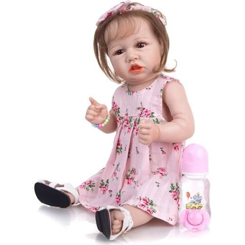 55CM Full Silicone Body Reborn Baby Doll Toddler Toy For Girls Vinyl Newborn Bebe reborn can bathe
