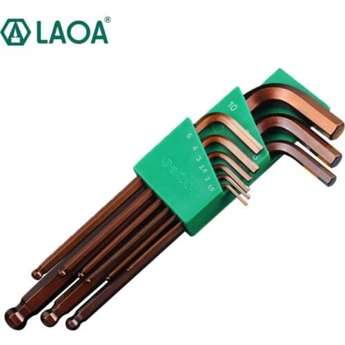 LAOA 8/ 9PCS S2 Metric/British type Hex Wrench Set Ball Ended Alex Spanner Hexagonal Wrench Set