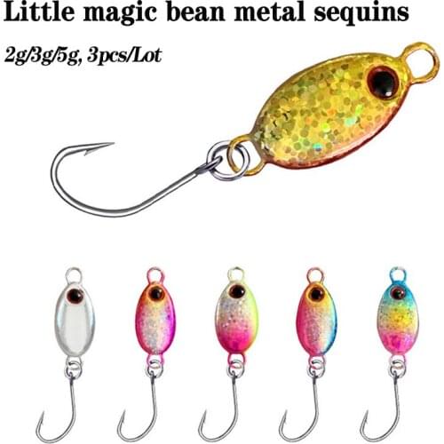 3pcs Micro Fishing Jigs Lures 2g 3g 5g Mini Blinker Spoon Lures With 3D Eyes Double-Sided Laser Reflective Effect Jigging Bait