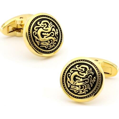 Mens Vintage Dragon Cuff Link Copper Material Golden Color