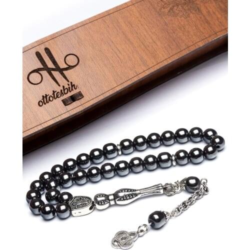 Mens Gift Love Düğümü Tassels Hematite Prayer Beads, Natural Stone Rosary, 33 Beads Muslim Prayer Rosary Misbaha Islamic Jewelry