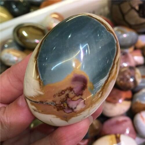 1PC Natural Colorful Ocean Stone Palm Stone Gemstone Irregular Smooth Polished Pebble Reiki Healing Chakra Stone Home Decoration