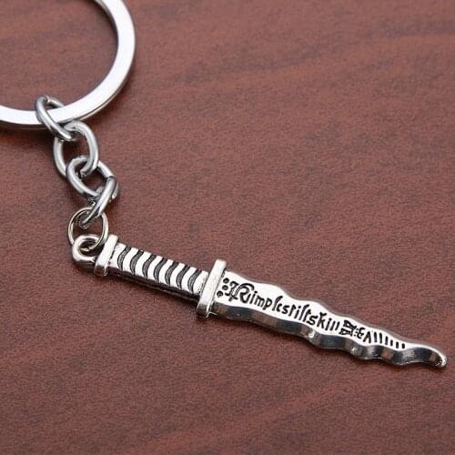 2015 New Snow White Once Upon A Time Rumpelstiltskin Dagger Keychain Antique Silver Pendant Key Chain Wholesale 20pcs/lot