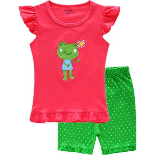 New Children Frog Pajamas For Boys Girls 2021 Summer Cotton Pyjamas Set Kids Pijama Kids Short Sleeve Home Wear Sleepwear Suits