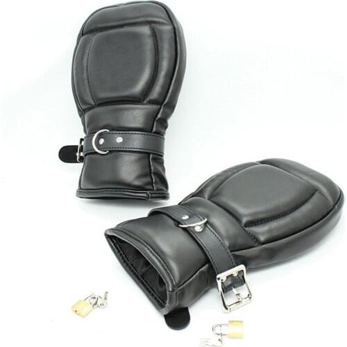 Latest Leather Padded Mittens Soft Mitts Dog Palm Fist Gloves Hand Cuffs Bondage BDSM Restraint Adult Sex Games Toy For Couple