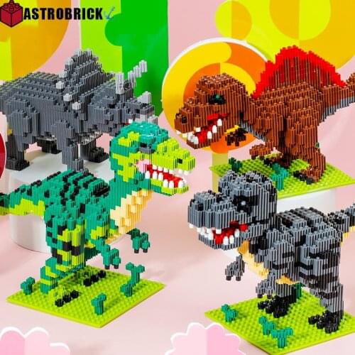 New Tyrannosaurus Triceratops Velociraptor Ridgeback Animal Building Blocks 3D Model Dinosaur Bricks For Children Birthday Gifts