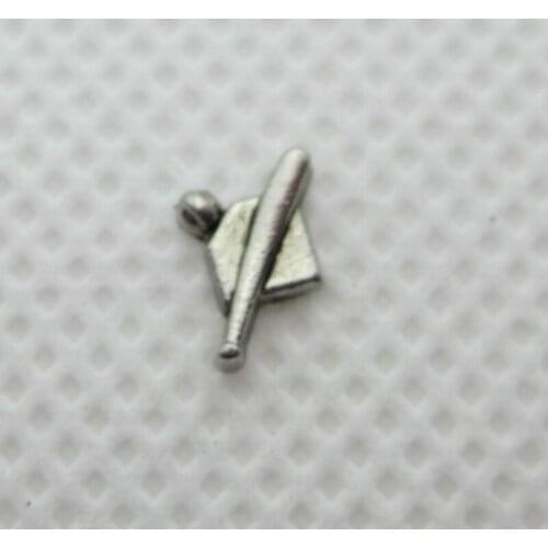 New Arrival 20pcs/lot Silver Baseball Bat Floating Charms Living Glass Memory Lockets Pendants DIY Jewelry Accessories Charm