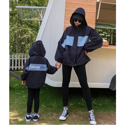 Mommy and Daughter Matching Clothes Outerwear Casual Hooded Jacket Mom Daughter Windbreaker Autumn 2019 Matching Family Outfits