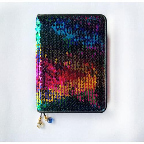 Yiwi Creative Sequin Black Color Notebook A6 Hobo Agenda Planner Diary Sketch Book Caderno Escolar Diario Cuaderno