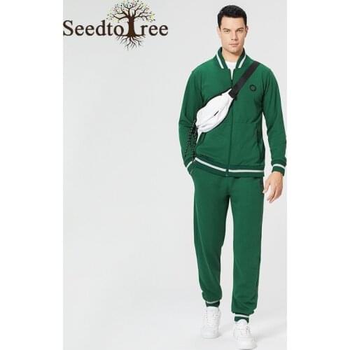 Autumn and winter new mens sports suit Large Size Casual Mens Jacket Mens Casual Pants Solid color Mens Sets