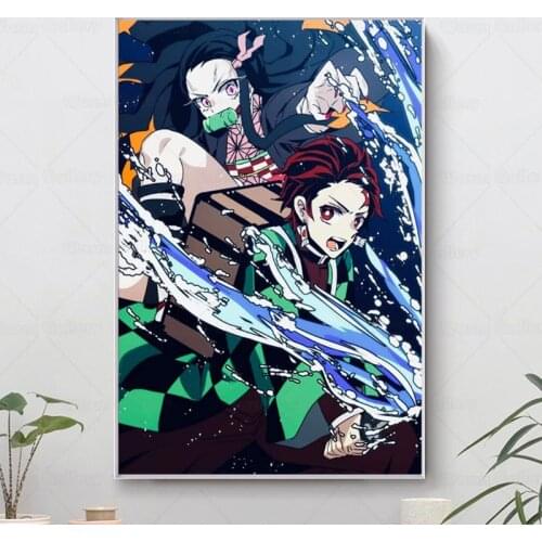 Demon Slayer Anime Poster Kimetsu Yaiba Mugen Canvas Wall Stickers Poster For Boy Living Room Bedroom Indoor Decorative Painting