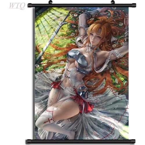 Anime Posters SAO Sword Art Online Asuna Retro Poster Canvas Painting Wall Decor Poster Wall Art Picture Room Decor Home Decor