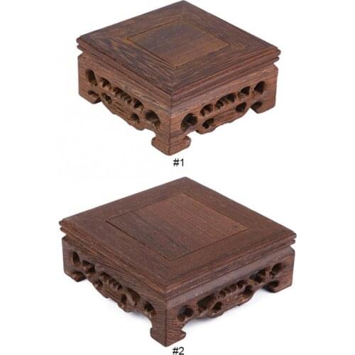 Retro Tea Tray Tea Table Delicate Small Square Teapot Base Vase Decoration Solid Wood Bonsai Pedestal Wooden Base Serving Tray