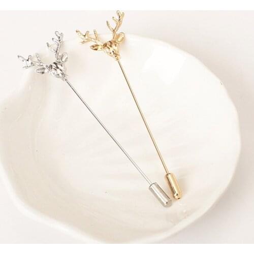 Hollow Fashion Simple Retro Deer Head Brooch Pins For Women Men Suit Animal Collar Pin Fine Jewelry