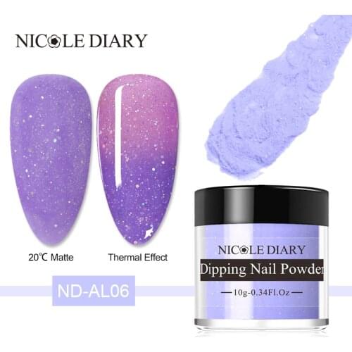 NICOLE DIARY Thermal Dipping Nail Art Powder Matte Dip Liquid Glitter Matte Series Chrome Dust Pigment Color Changing Decoration