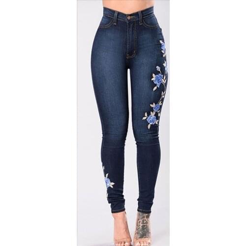LOSE MONEY SALE High Waisted Jeans Denim Woman Embroidery Flower Pencil Jean Pants Female Sexy Fashion Ladies Streetwear Jeans