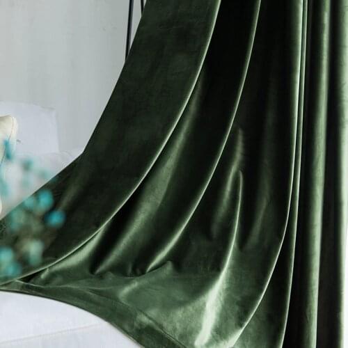 Luxury Green Turquoise Velvet blackout curtains for living room bedroom window Solid Grey Purple thermal drapes curtain