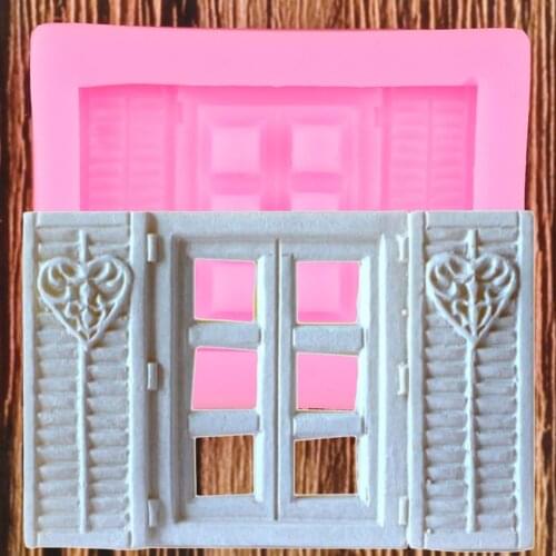 Heart Window Border Silicone Molds Shutter Cupcake Topper Fondant Cake Decorating Tools Candy Clay Chocolate Gumpaste Mould