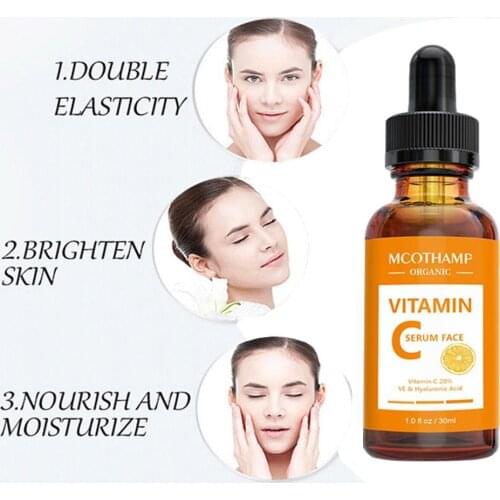 30ML Pure Vitamin C Serum Liquid Freckle Removal Acne Face Vc Fade Dark Serum Hyaluronic Spot Scars Acid C8M6