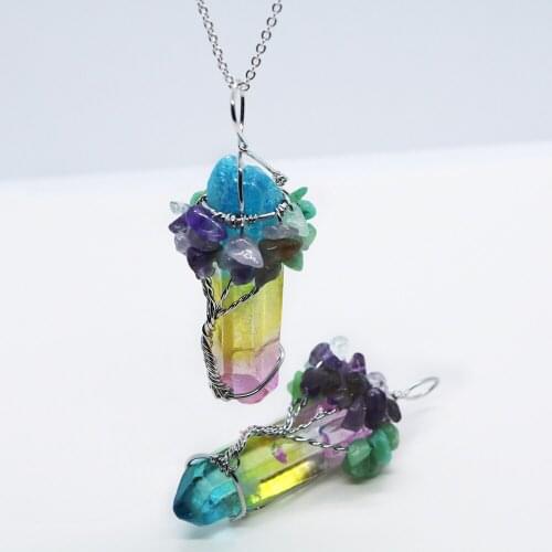 High Quality Natural Stone Necklace Crystal Semi Gem Necklace for Unisex Elegant Hand-woven Natural Crystal Pendant Necklace