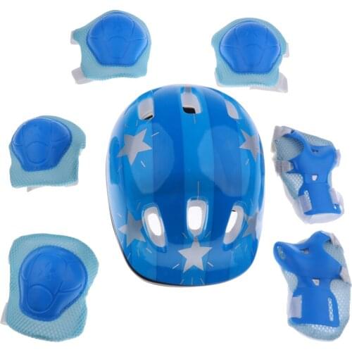 7Pcs Kids Roller Skate Bike Helmet Knee Elbow Wrist Pad Protective Gear S M