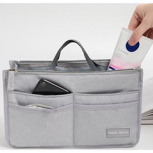 2020 New Women Foldable Organizer Handbag Portable Large Capacity Double Zipper Travel Bag Storage Pouch Organizer Lady Storage