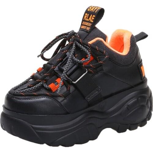 Llogai Ladies Reflective Shoes Round Toe Wedge Sneakers Women Super High Heels Platform Sneaker Casual Vulcanized Shoes Woman