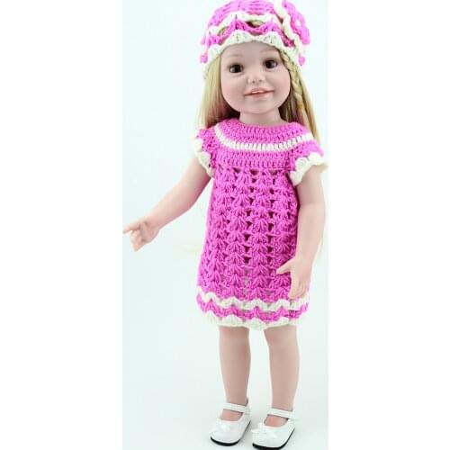 18 inch 45cm Full Vinyl Reborn Baby Girl Doll realistic American babies Long Hair Style bebe reborn Toys Birthday Gift