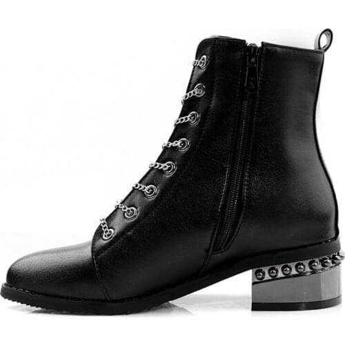 2021 Square Heel Boots Winter Ankle Boots For Women Vintage Lace Up motor Boots Casual Low Heels Ladies Shoes Booties