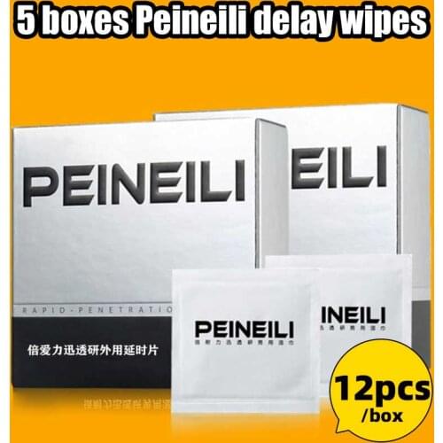 5pcs Peineili Sex Delay Wipes for Men Prevent Premature Ejaculation Prolong Erection Spray 60 Minutes Adult Sex Products 5 boxes