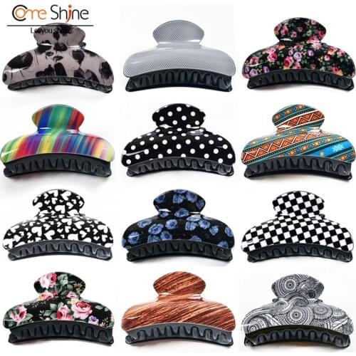 6 Pces/Pack 9cm Large Claw Hair Clips for Women Thick Hair Acrylic Factory Wholesale Dropshipping