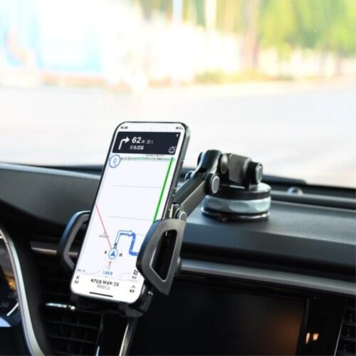 Car Phone Bracket Holder Folding Arm of The Center Console Rotates 360 Degrees Automobiles black Mobile