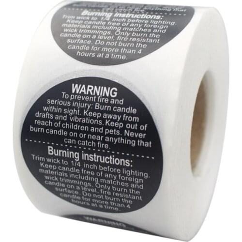 500PCS/Roll Wax Melt Candle Sticker Labels Safety Warning Tag DIY Crafts Supplies