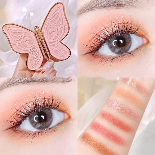 Brand 6 colors Eyeshadow palette butterfly Eye shadow lucky Koi Pearl Sequins Glitter Matte Makeup plate glitter eyeshadow
