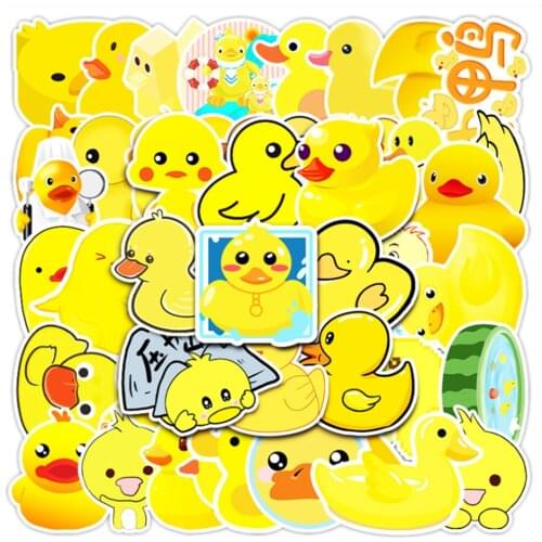 10/30/50PCS Cartoon Cute Little Yellow Duck Laptop Graffiti Diary Skateboard Suitcase Decoration Waterproof Stickers Wholesale