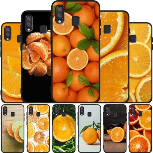 Fruit Citrus Orange black soft phone Case For Samsung A10 20 30 40 50 30S 50S 60 70 M10 M30S M40 A31 51 71 A20E A10E A21S