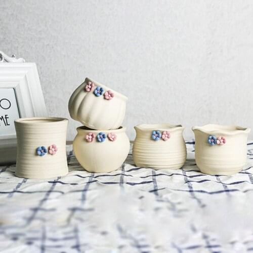 Nordic Style Decor Floral Ceramic Pottery Pot Decoration Wedding Home Office Ornaments Desktop Art Crafts