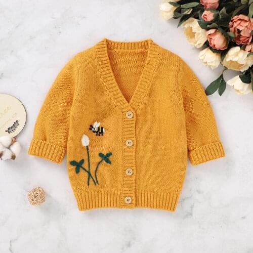 Baby Girl Sweaters Cardigans Autumn Long Sleeve Infant Kids Bebe Knitwear Coats Winter Outwear Toddler Knitted Jackets Button Up