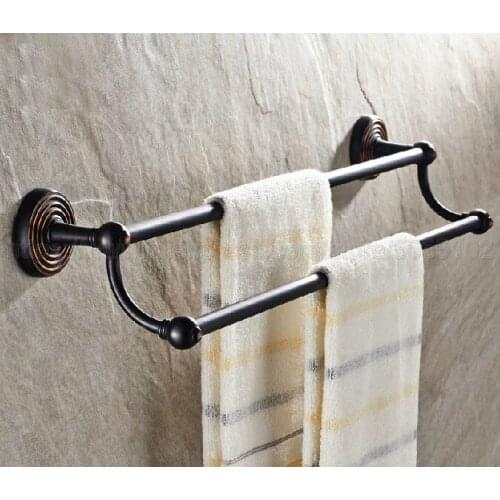 Towel Bar Double Towel Rail for Bathroom Wall Mounted Modern Oil Rubbed Bronze Towel Holder Bathroom Accessories zba117