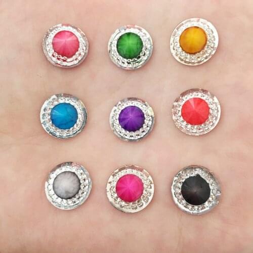 HOT 120PCS 12mm Random Resin Round Crack Rhinestone Flatback Scrapbooking for Phone Craft Diy Buttons K01A*3