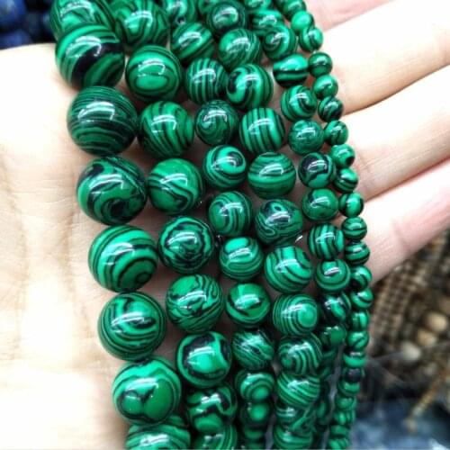 Natural Stone Green Malachite Round Loose Spacer Beads For Jewelry DIY Making Bracelet Necklace Accessories 2 3 4 6 8 10 12mm