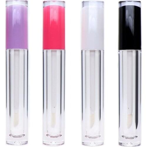 Round Clear Lip Gloss Tube Packaging Containers 5 ML Empty Plastic Refillable Bottle Lip Gloss Tube With Wand 30/50/100 Pieces
